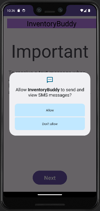 SMS access request