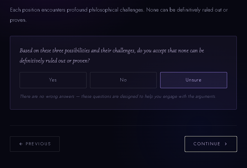 User choice for the prompted question