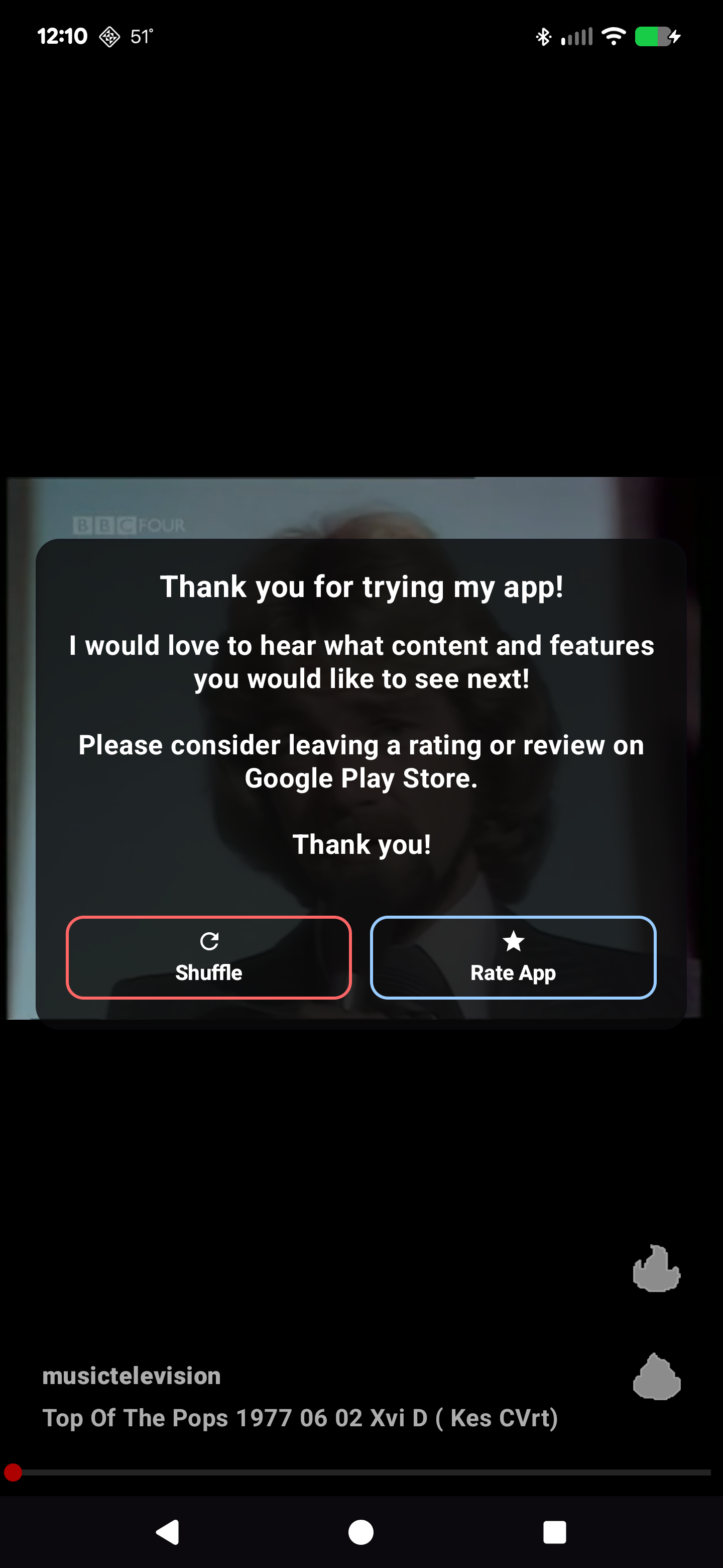 Thank you dialog