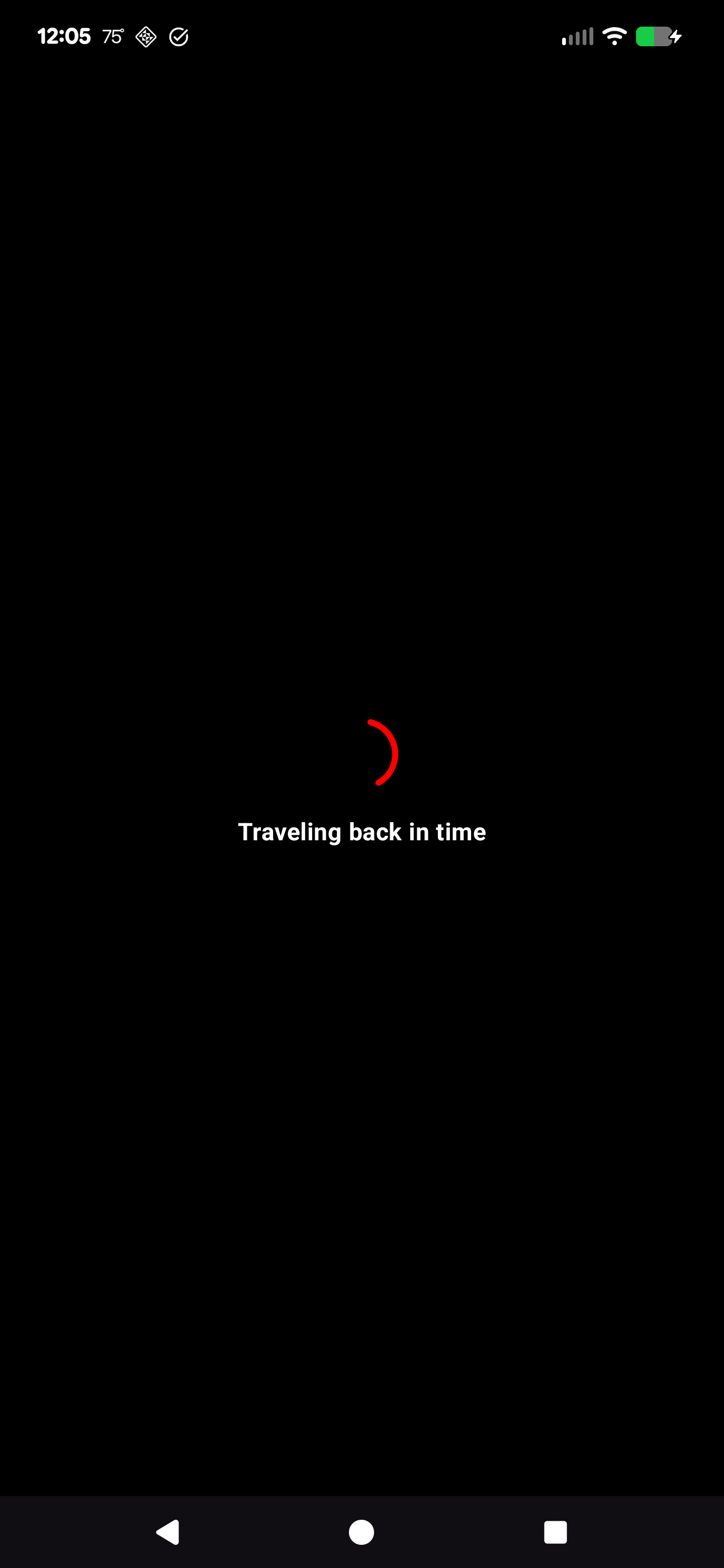 Traveling back in time screen